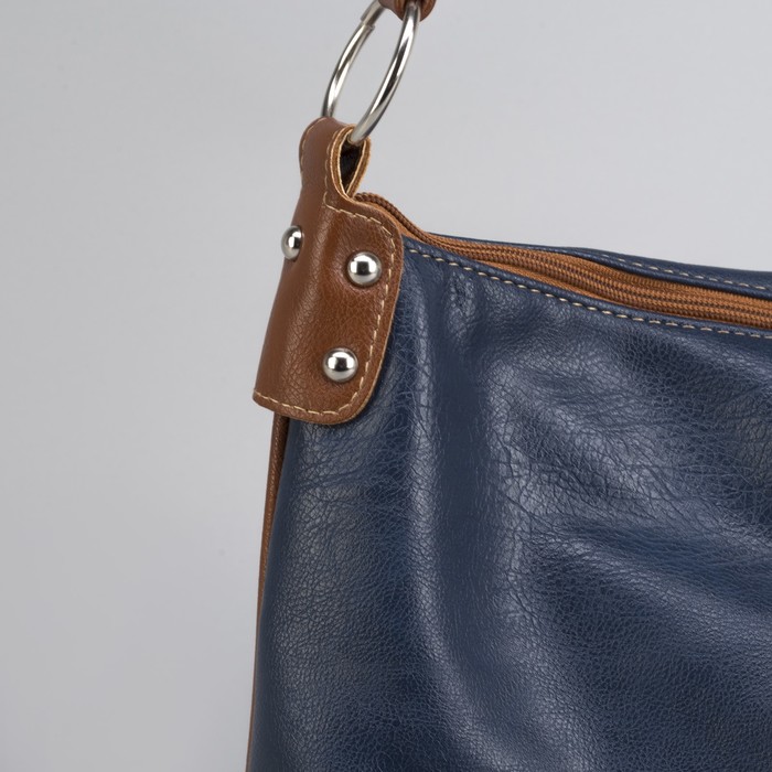 Сумка женская, отдел на молнии, наружный карман, цвет рыжий/синий