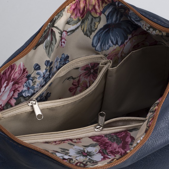 Сумка женская, отдел на молнии, наружный карман, цвет рыжий/синий