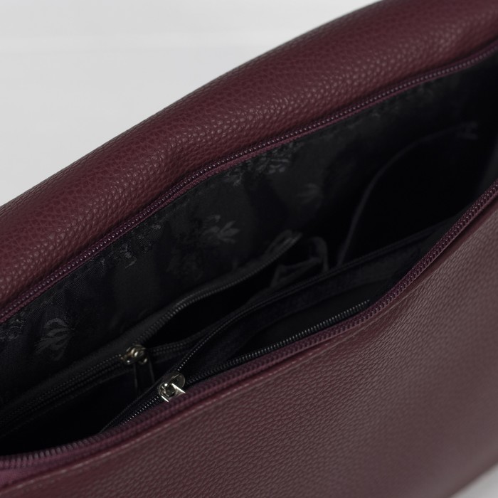 Сумка женская, отдел на молнии, наружный карман, длинный ремень, цвет марсала