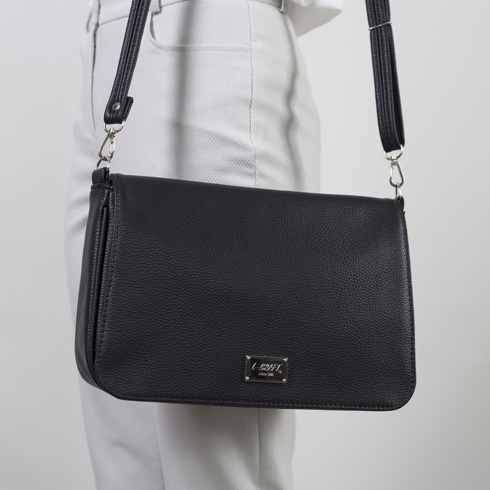 Сумка женская, отдел на молнии, наружный карман, длинный ремень, цвет чёрный