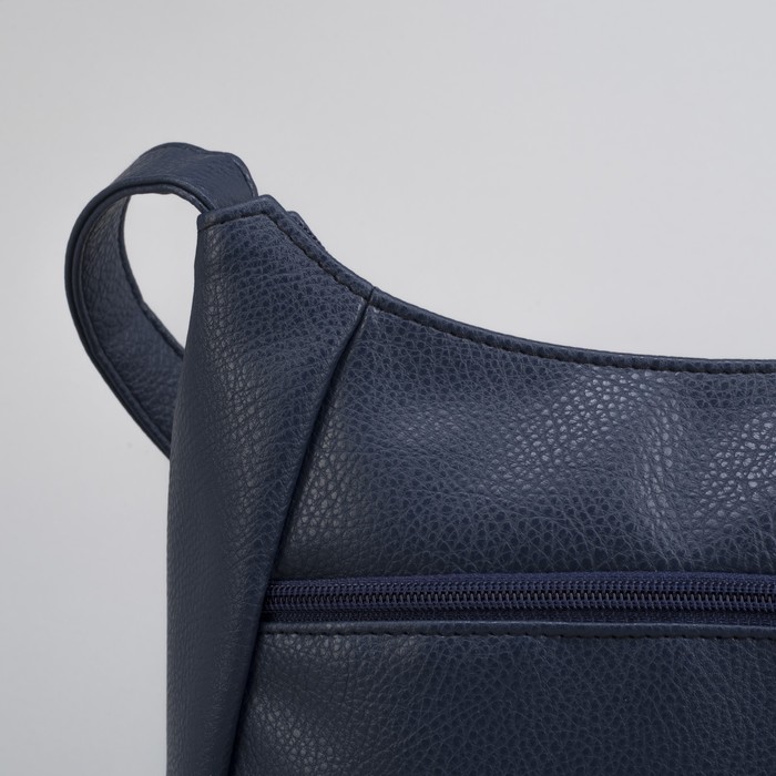 Сумка женская, 1 отдел на молнии, 2 наружных кармана, длинный ремень, цвет синий