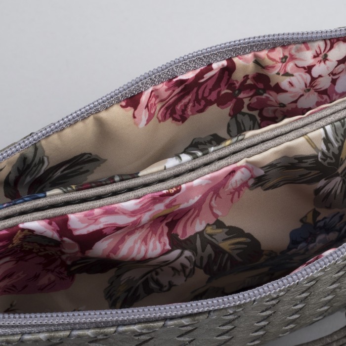 Сумка женская, отдел на молнии, наружный карман, длинный ремень, цвет серый