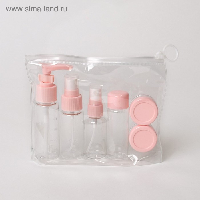 фото Дорожный набор для косметических средств, 4+2 емкости, розовый homsu