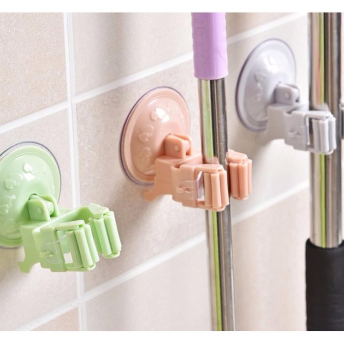 Настенный держатель для швабры, розовый, 2 шт