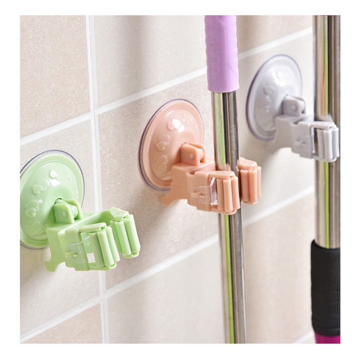 Настенный держатель для швабры, розовый, 2 шт