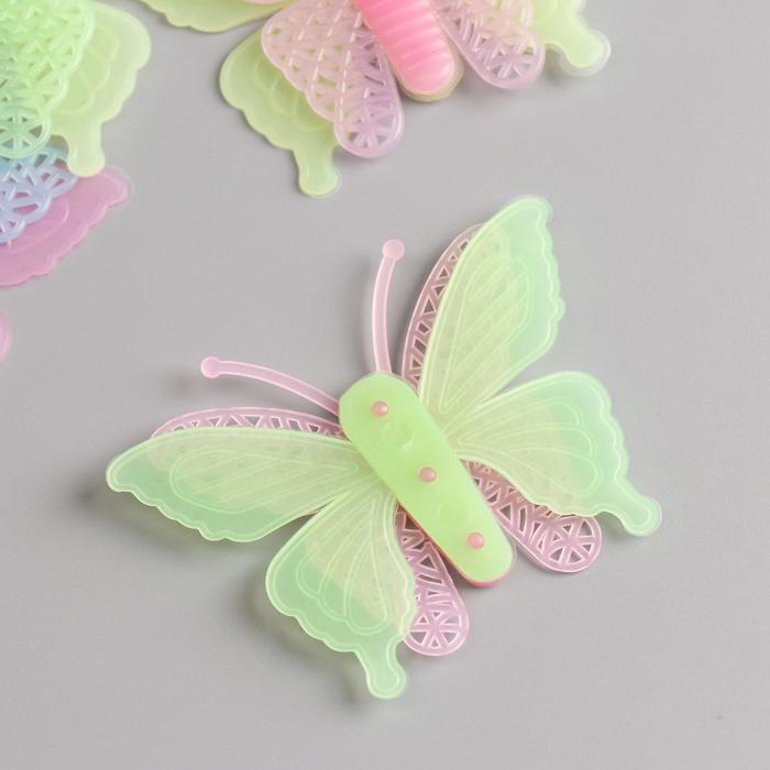 Наклейка пластик фосфорная "Бабочки" набор 6 шт 5,2х7,5 см