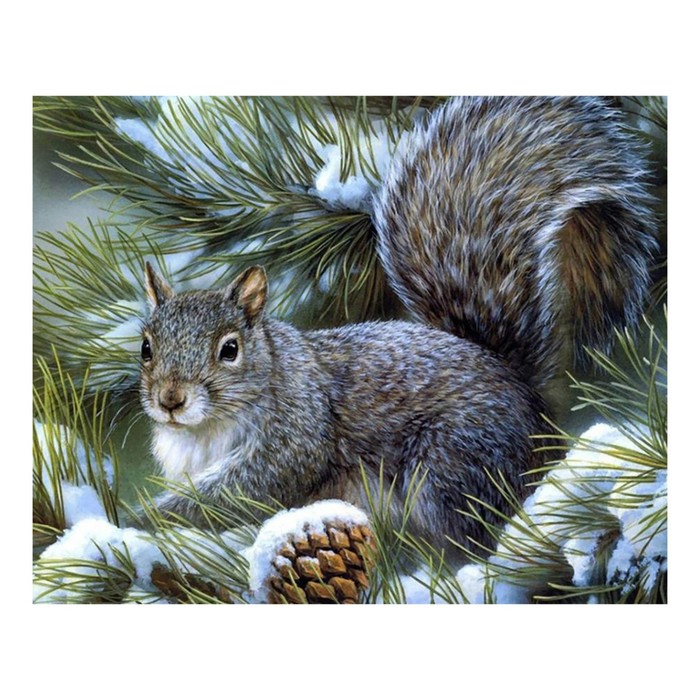 Картина стразами "Бельчонок на ели"