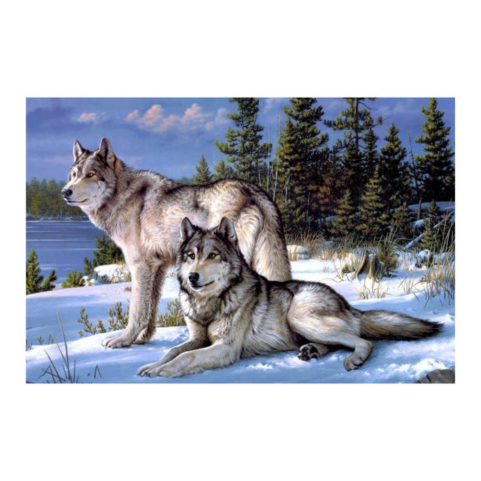 Картина стразами "Волки на снегу"