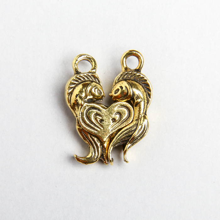 Любовный сундук с парой рыбок, 3,4 х 2,6 см