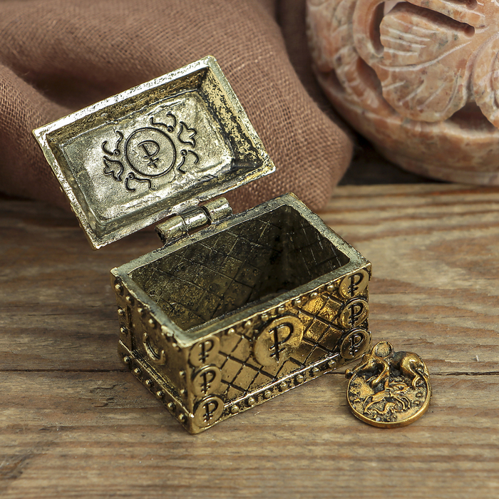 Денежный сундук с мышкой на монете , 3,5 х 2,7 см