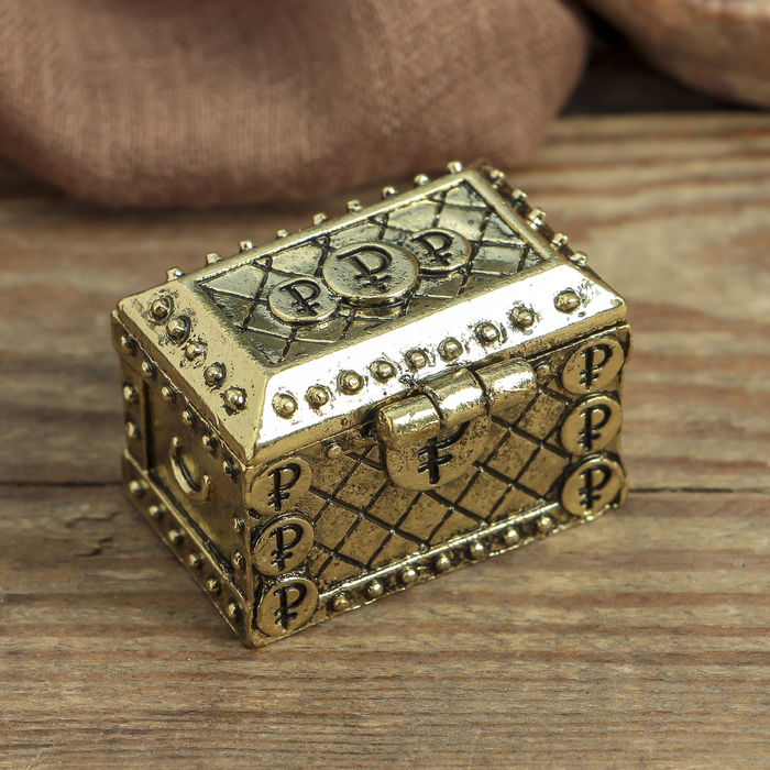 Денежный сундук с мышкой на монете , 3,5 х 2,7 см