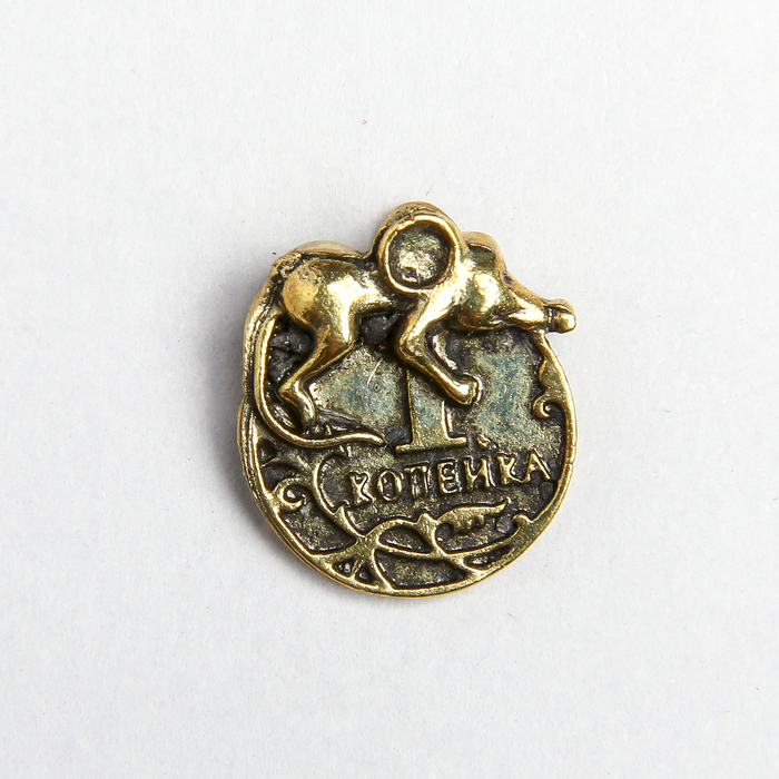 Денежный сундук с мышкой на монете , 3,5 х 2,7 см