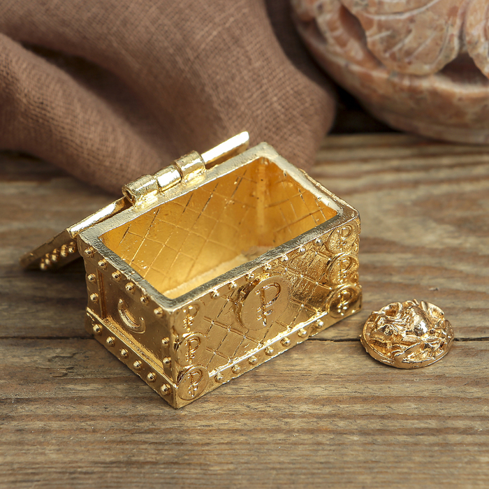 Денежный сундук с жабой на монете , 3,5 х 2,7 см