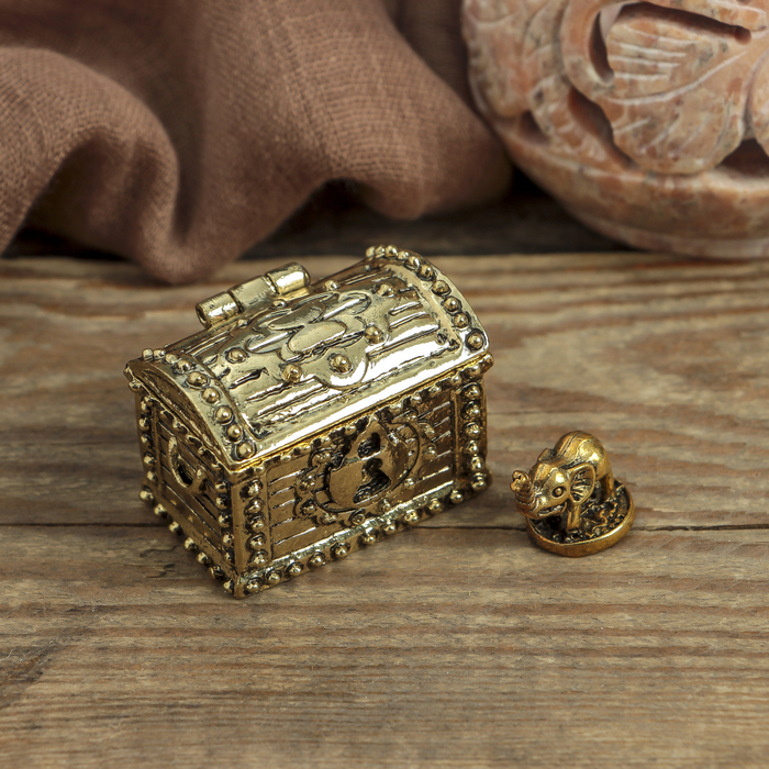 Денежный сундук с слоником на монетке , 3,5 х 2,7 см