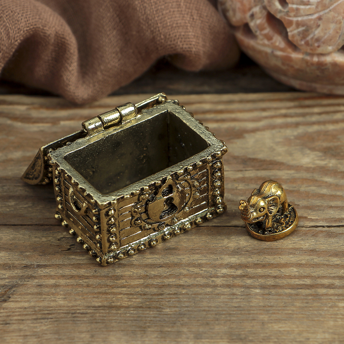 Денежный сундук с слоником на монетке , 3,5 х 2,7 см