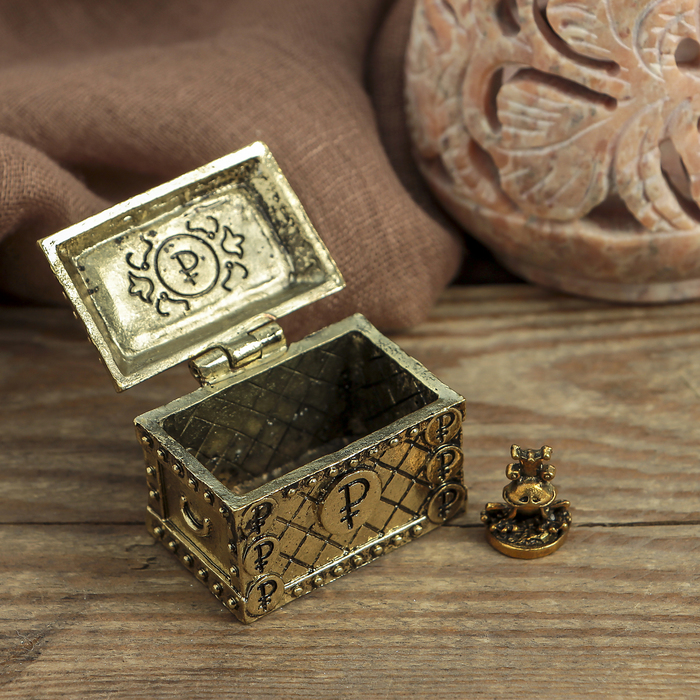 Денежный сундук с золотой жабкой, 3,5 х 2,7 см