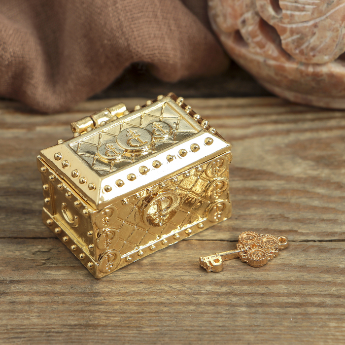 Денежный сундук с золотым ключиком , 3,5 х 2,7 см