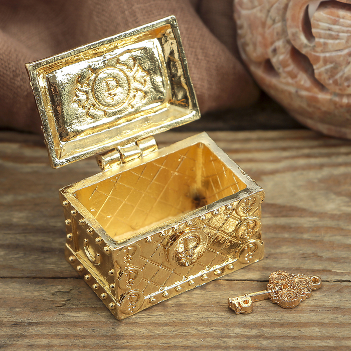 Денежный сундук с золотым ключиком , 3,5 х 2,7 см