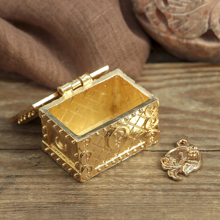 Денежный сундук с птицей счастья, 3,5 х 2,7 см