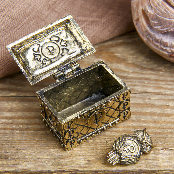 Денежный сундук с кошелечной совой, 3,6 х 2,6 см