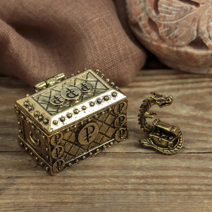 Денежный сундук с драконом богатства, 3,6 х 2,6 см