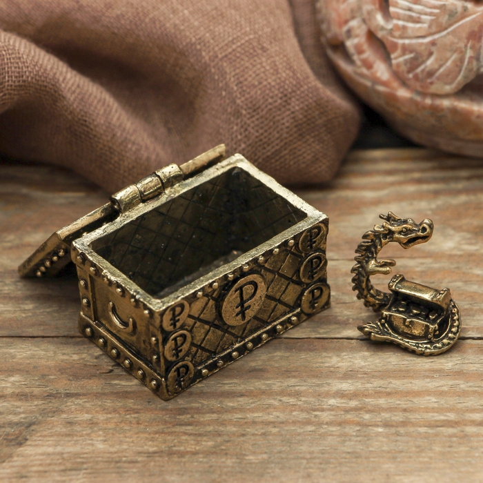 Денежный сундук с драконом богатства, 3,6 х 2,6 см