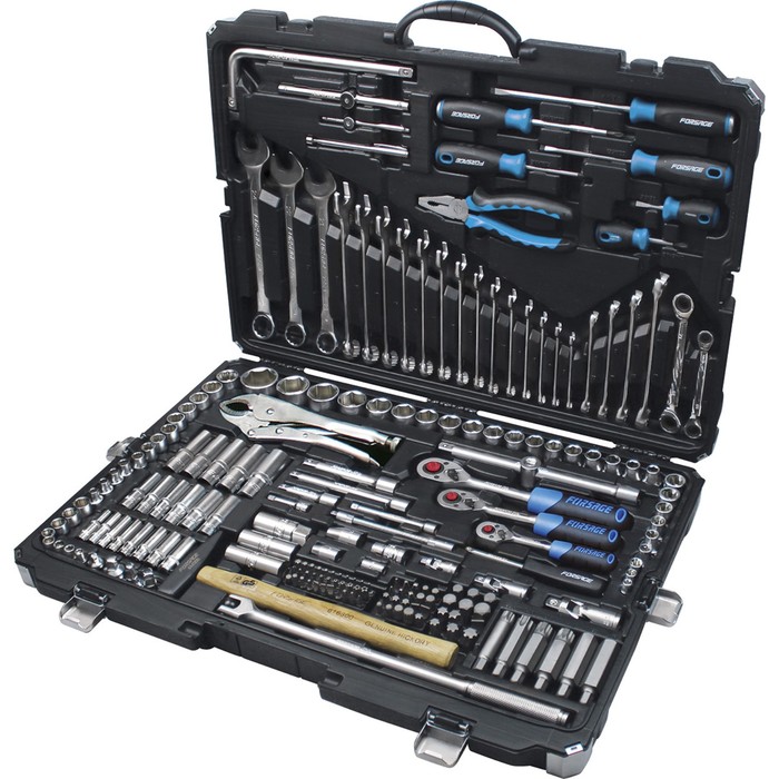 Набор инструментов Forsage 1/4&quot;, 3/8&quot;, 1/2&quot;, 6 граней, 4-32 мм, 202 предмета