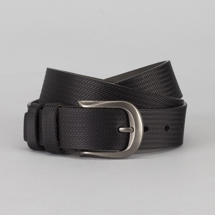 Ремень мужской, пряжка тёмный металл, цвет чёрный