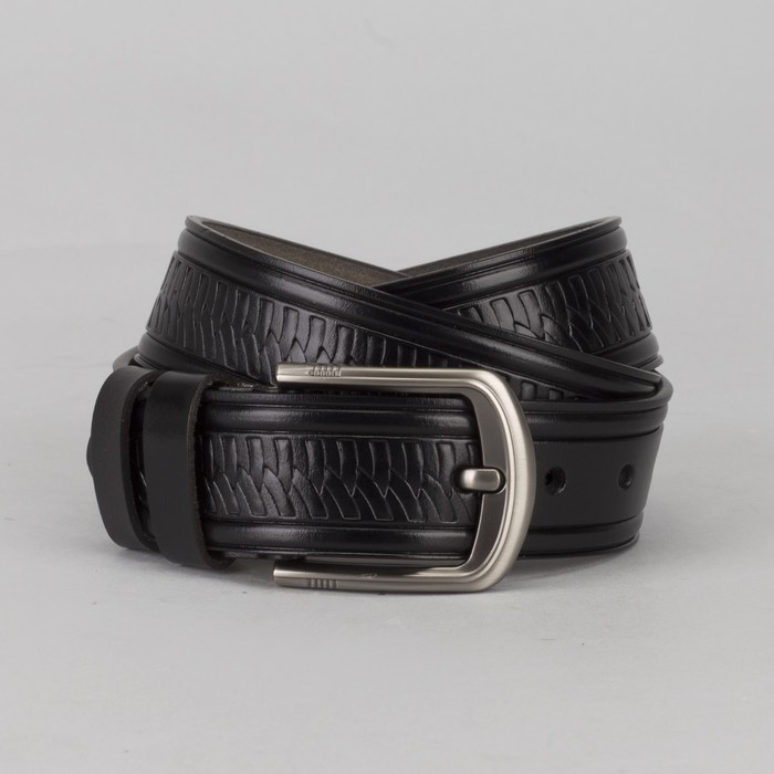 Ремень мужской, пряжка тёмный металл, цвет чёрный