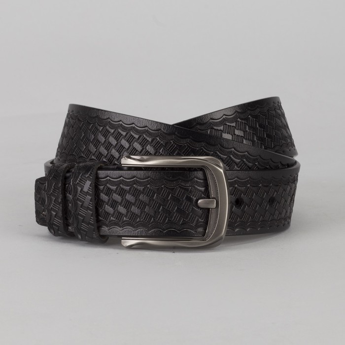 Ремень мужской, пряжка тёмный металл, цвет чёрный