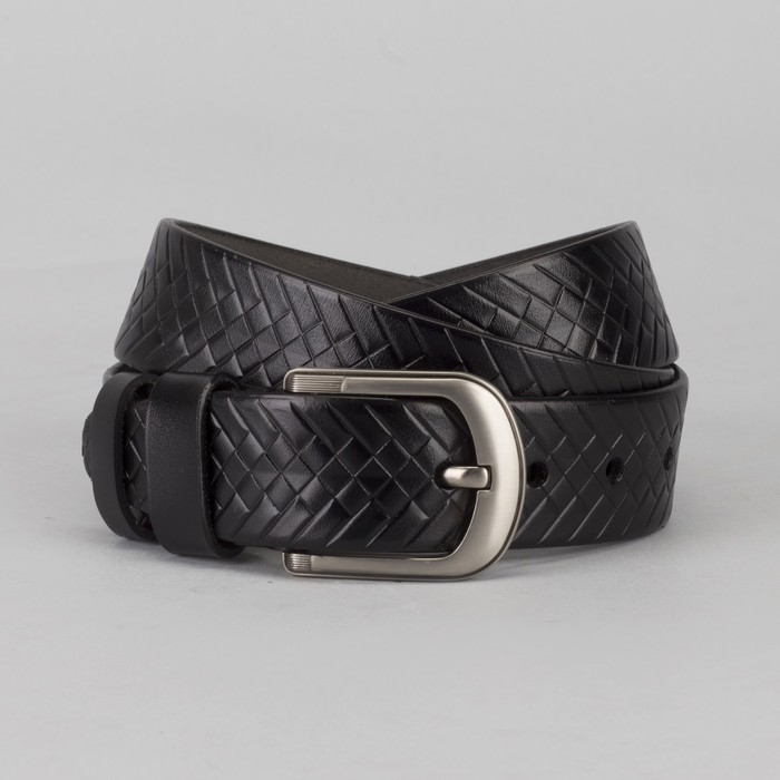 Ремень мужской Великан, пряжка тёмный металл, цвет чёрный