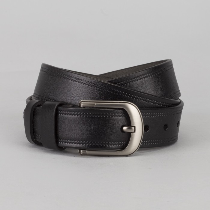 Ремень мужской Великан, пряжка тёмный металл, цвет чёрный