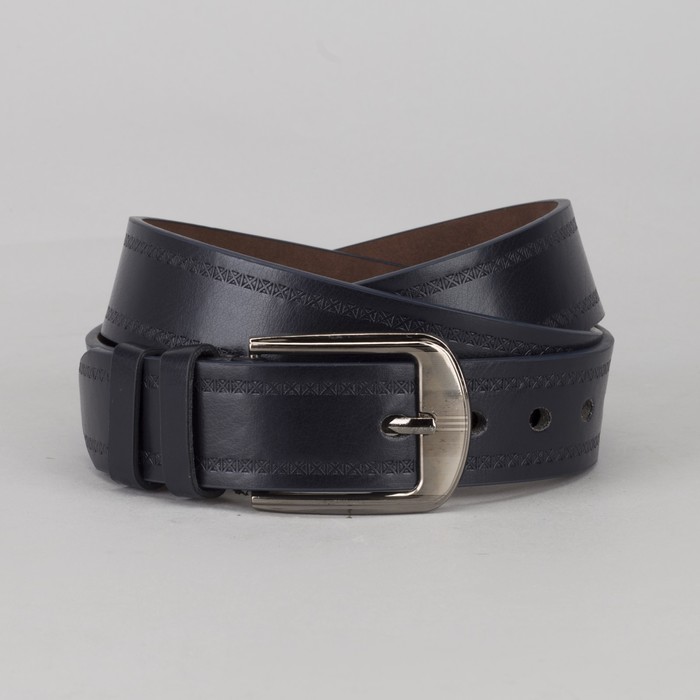 Ремень мужской Великан, пряжка тёмный металл, цвет синий