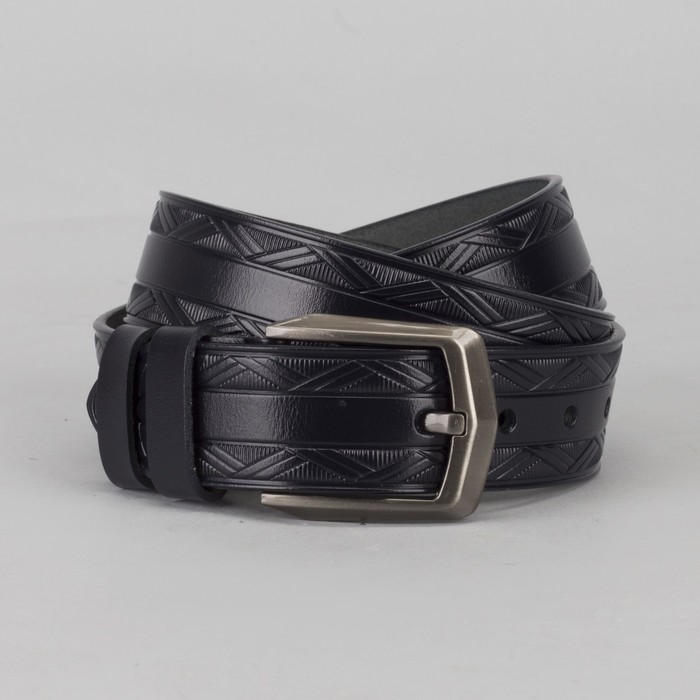 Ремень мужской, пряжка тёмный металл, цвет синий