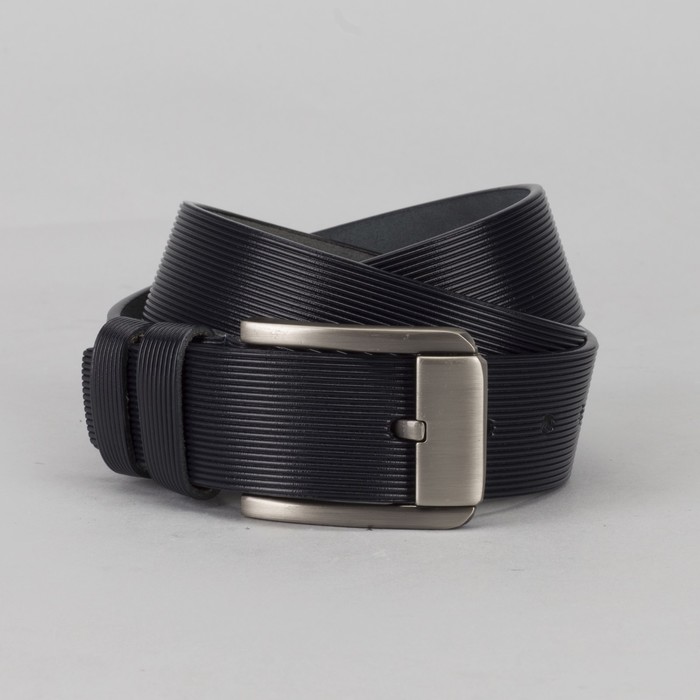 Ремень мужской, пряжка тёмный металл, цвет синий