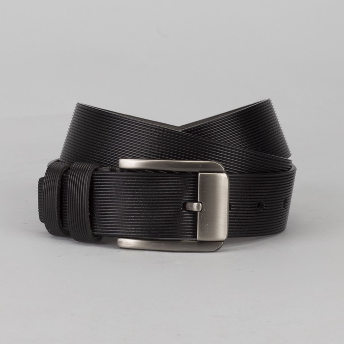 Ремень мужской, пряжка тёмный металл, цвет чёрный