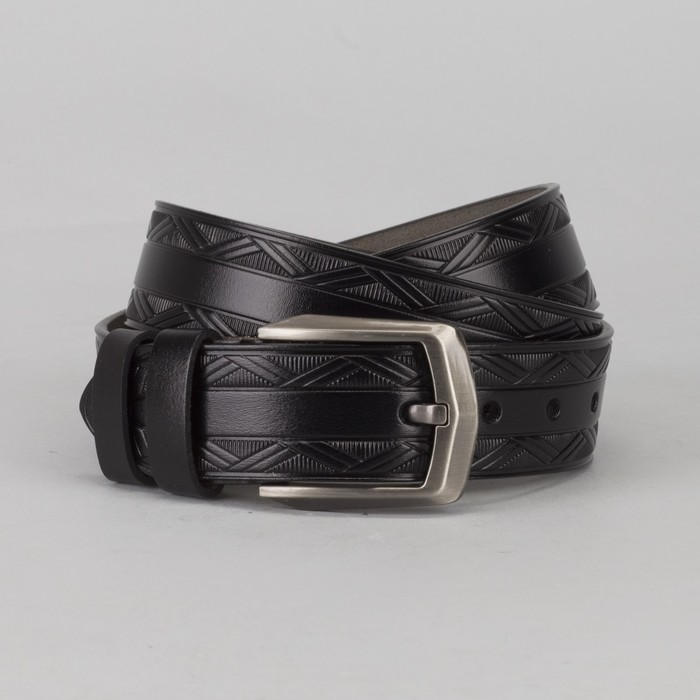 Ремень мужской, пряжка тёмный металл, цвет чёрный