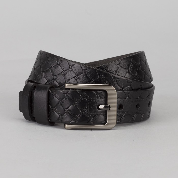 Ремень мужской Великан, пряжка тёмный металл, цвет чёрный