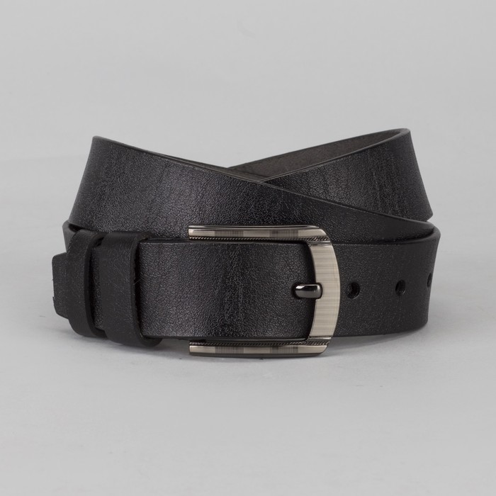 Ремень мужской Великан, гладкий, пряжка тёмный металл, цвет чёрный