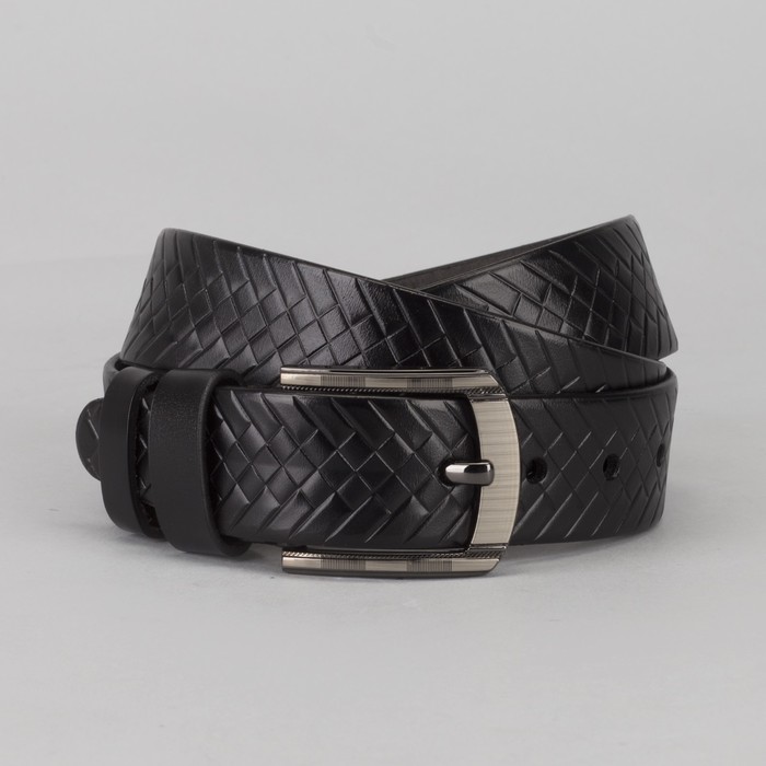 Ремень мужской Великан, пряжка тёмный металл, цвет чёрный