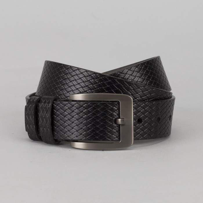 Ремень мужской, пряжка тёмный металл, цвет чёрный