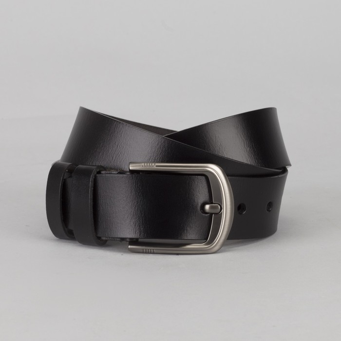 Ремень мужской, гладкий, пряжка тёмный металл, цвет чёрный