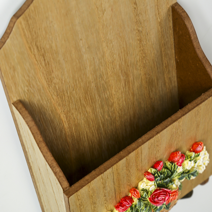 Крючки декоративные дерево с полочкой "Корзина с цветами" 30х16х5,8 см