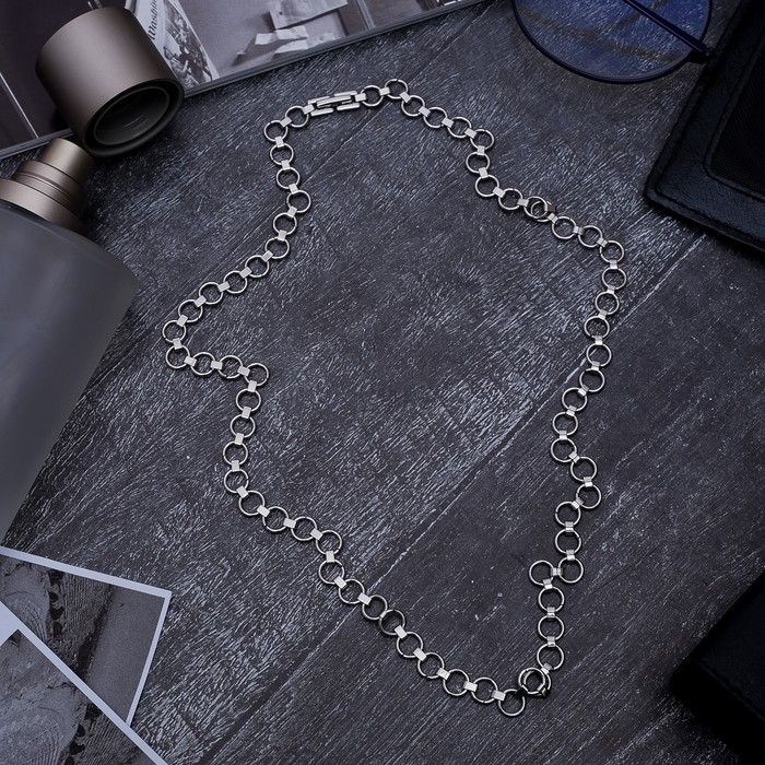 Цепь "Стальная" круглые звенья, цвет серебро