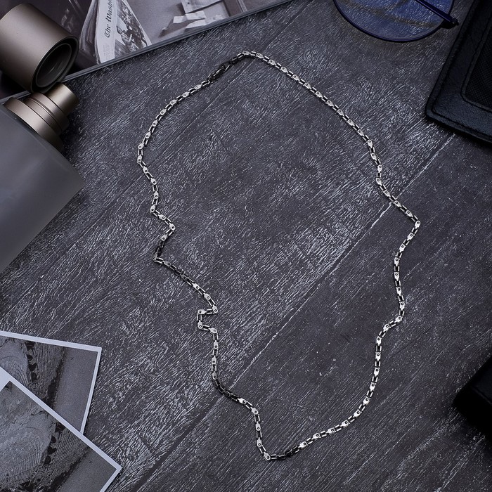 Цепь "Стальная" узкие звенья, цвет серебро