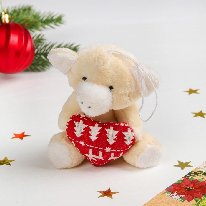 Мягкая игрушка-подвеска "Хрюша" в лапках сердце, цвета МИКС