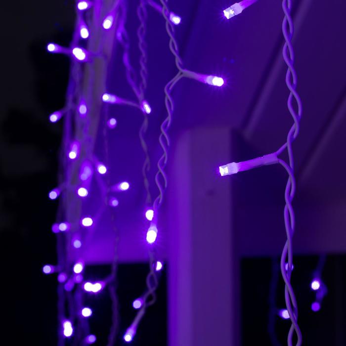 Гирлянда «Бахрома» 4 × 0.6 м, IP44, белая нить, 180 LED, свечение фиолетовое, 8 режимов, 220 В