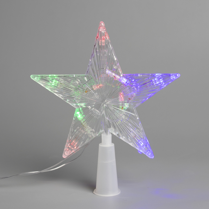 Фигура "Звезда прозрачная ёлочная" 15х15 см, пластик, 10 LED, 2 м провод, 240V RG/RB