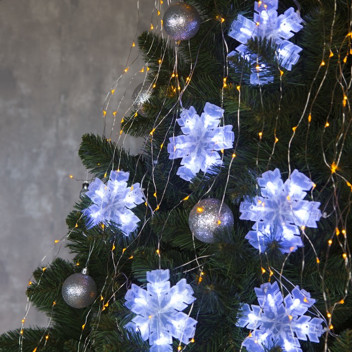 НИТЬ, 2 м, с насад. "Снежинка матовая", 12х12 см, Н.С. LED-36-220V, БЕЛЫЙ