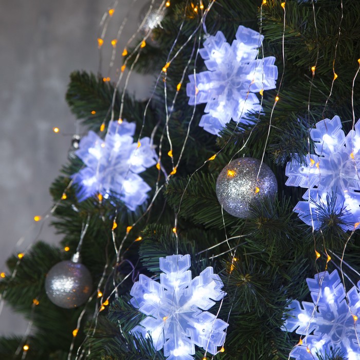 НИТЬ, 2 м, с насад. "Снежинка матовая", 12х12 см, Н.С. LED-36-220V, БЕЛЫЙ